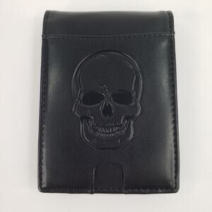 LAZY SKULL Black Bifold Wallet Faux Leather Goth Collection Slim RFID Blocking